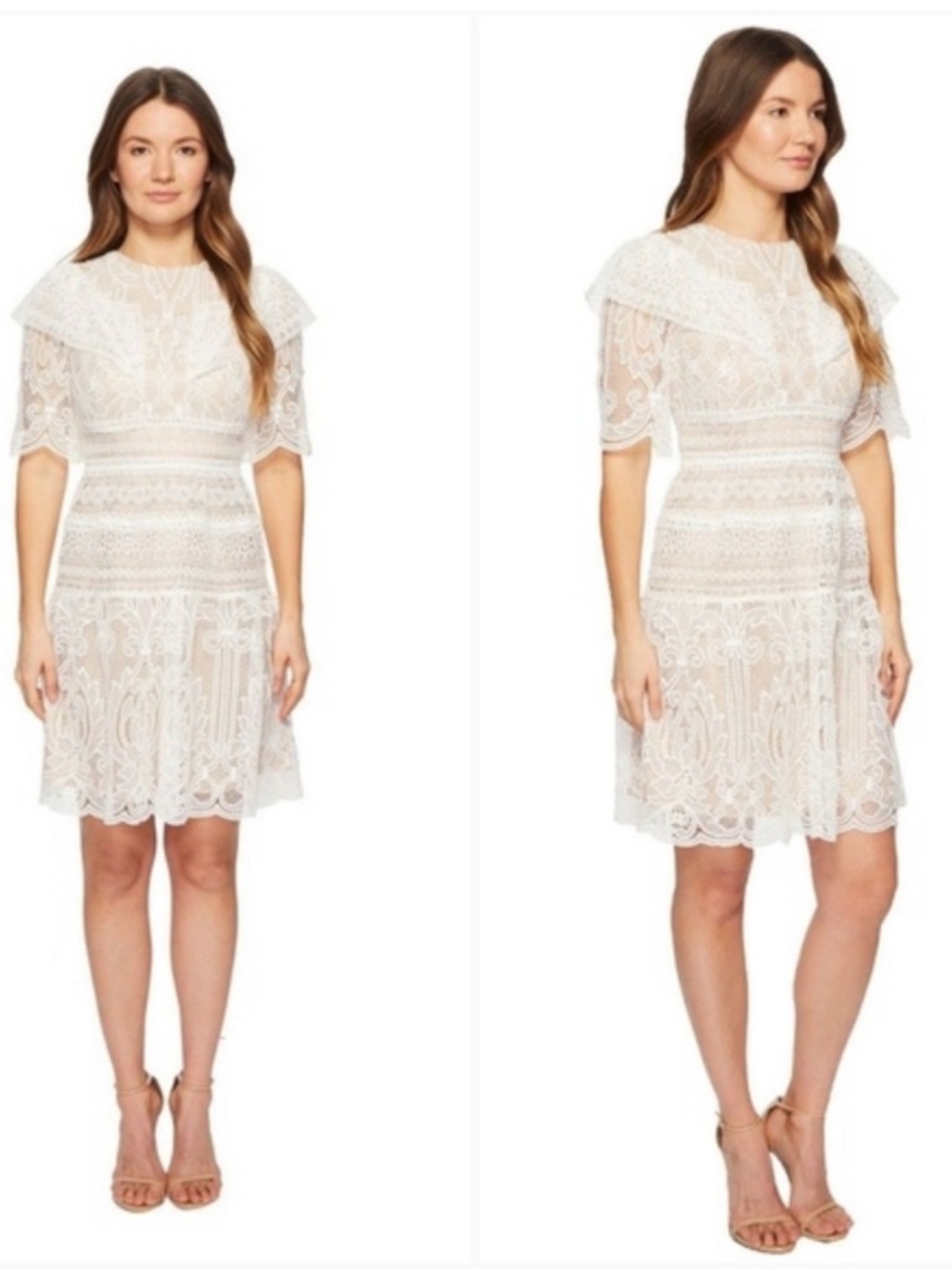 ML Monique Lhuillier Womens Lined White Lace Dress Size 6 Retails $395 (A25)